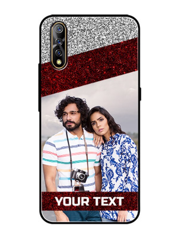 Custom Vivo S1 Personalized Glass Phone Case  - Image Holder with Glitter Strip Design