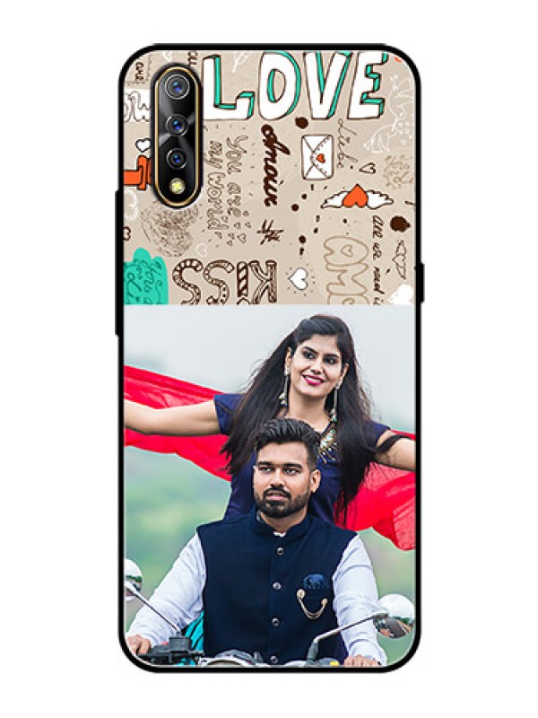 Custom Vivo S1 Custom Glass Phone Case  - Love Doodle Pattern 