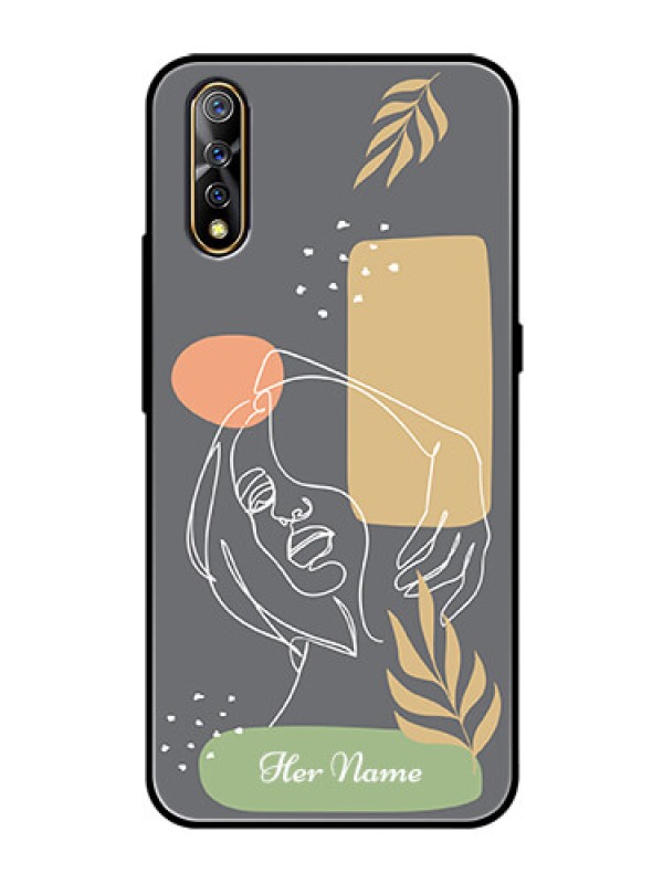 Custom Vivo S1 Custom Glass Phone Case - Gazing Woman line art Design
