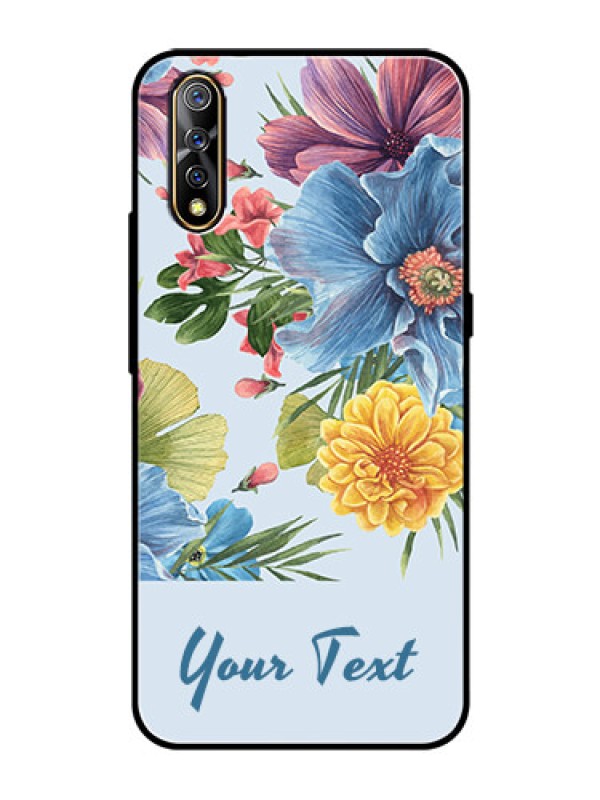 Custom Vivo S1 Custom Glass Mobile Case - Stunning Watercolored Flowers Painting Design