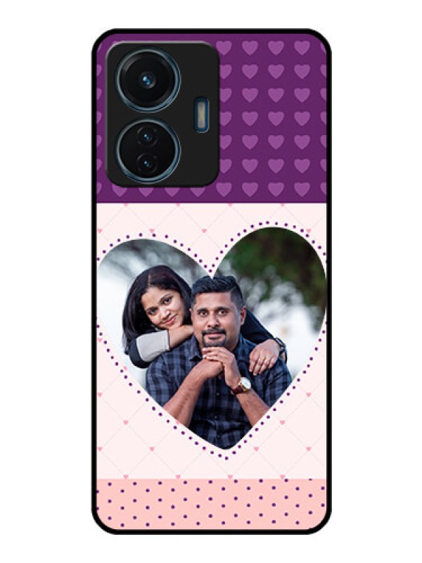 Custom Vivo T1 44w 4G Custom Glass Phone Case - Violet Love Dots Design