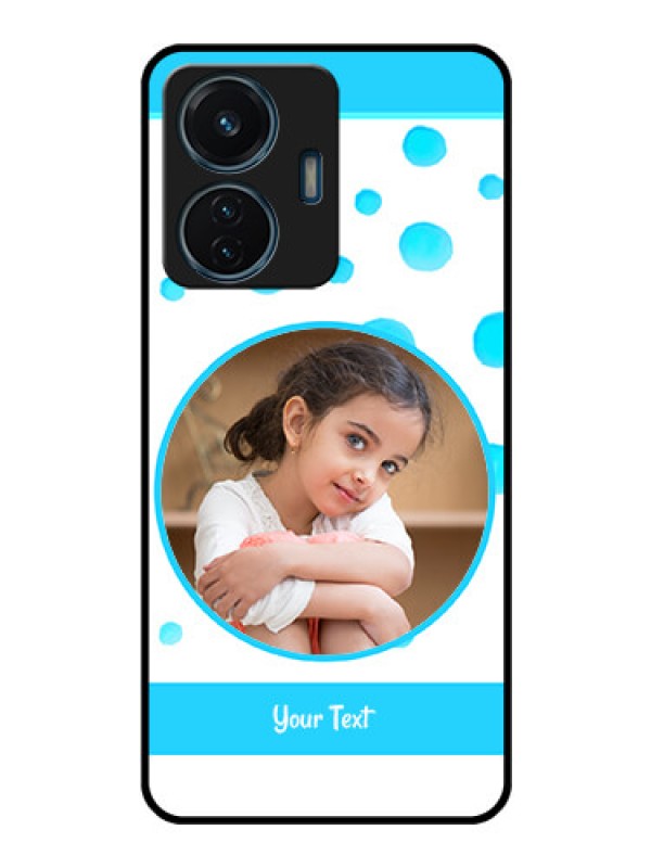 Custom Vivo T1 44w 4G Photo Printing on Glass Case - Blue Bubbles Pattern Design