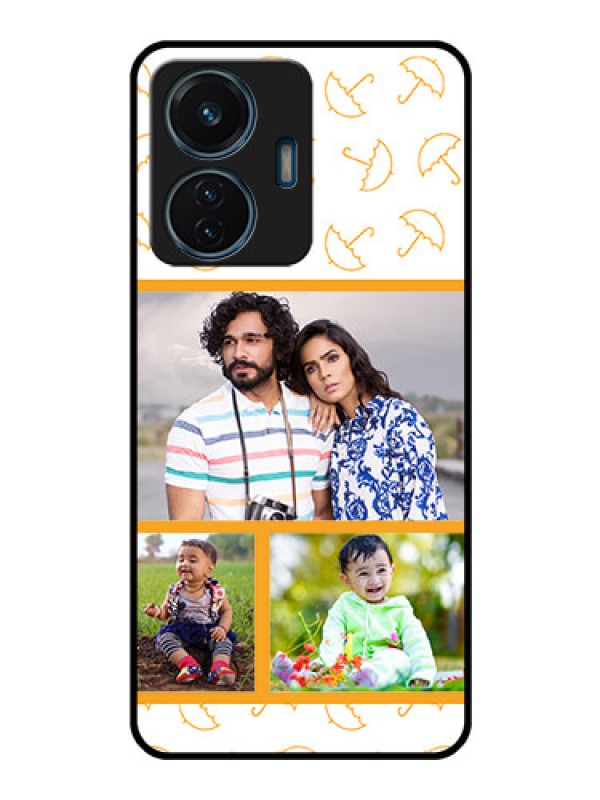 Custom Vivo T1 44w 4G Custom Glass Mobile Case - Yellow Pattern Design