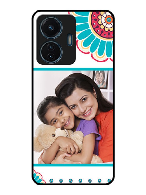 Custom Vivo T1 44w 4G Custom Glass Phone Case - Flower Design