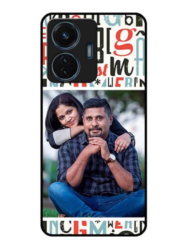 Custom Vivo T1 44w 4G Personalized Glass Phone Case - Alphabet Design