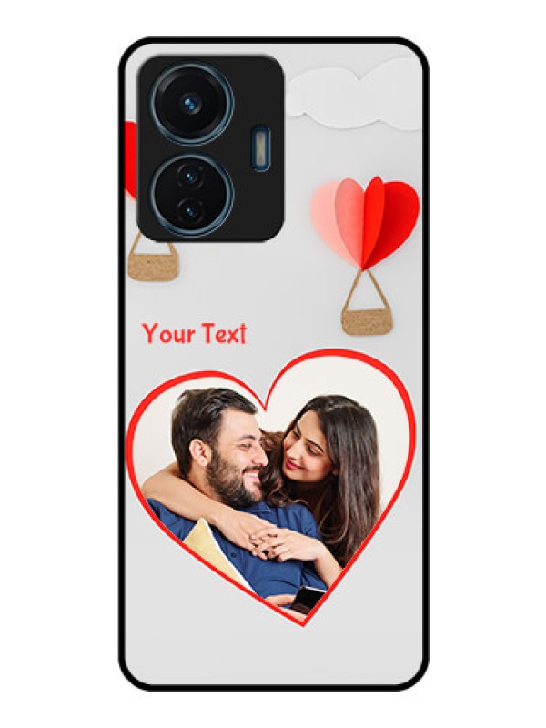 Custom Vivo T1 44w 4G Custom Glass Mobile Case - Parachute Love Design
