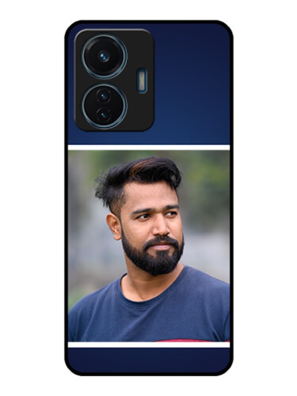 Custom Vivo T1 44w 4G Personalized Glass Phone Case - Simple Royal Blue Design