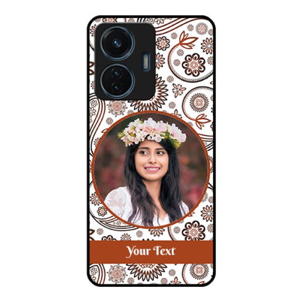 Vivo T1 44w 4G Custom Glass Mobile Case - Abstract Flower Design