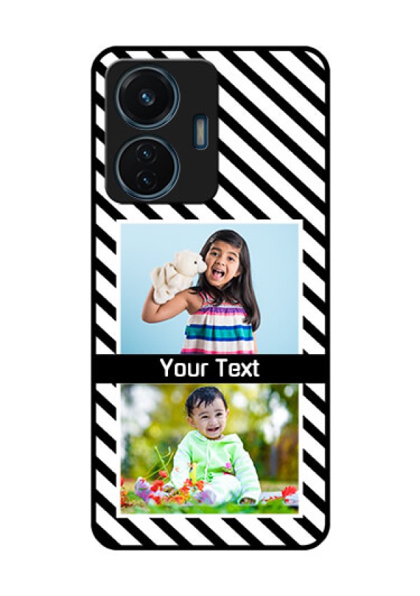 Vivo T1 44w 4G Photo Printing on Glass Case - Black And White Stripes Design