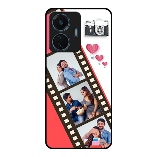 Vivo T1 44w 4G Personalized Glass Phone Case - 3 Image Holder with Film Reel Vivo T1 44w 4G Personalized Glass Phone Case - 3 Image Holder with Film Reel