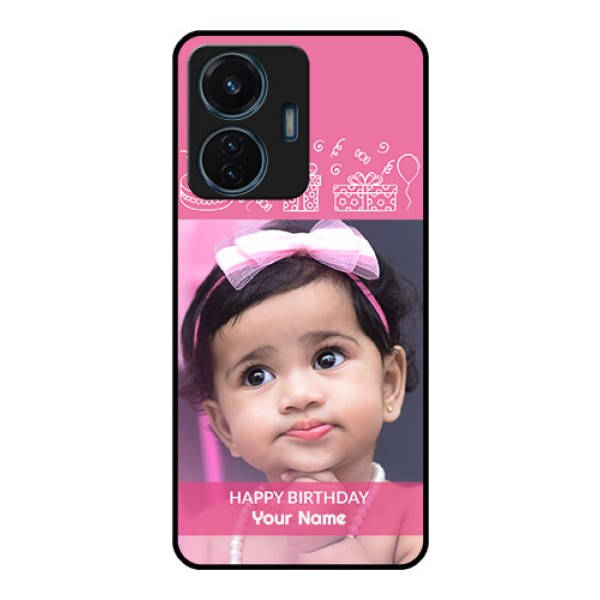 Vivo T1 44w 4G Photo Printing on Glass Case - with Birthday Line Art Design Vivo T1 44w 4G Photo Printing on Glass Case - with Birthday Line Art Design
