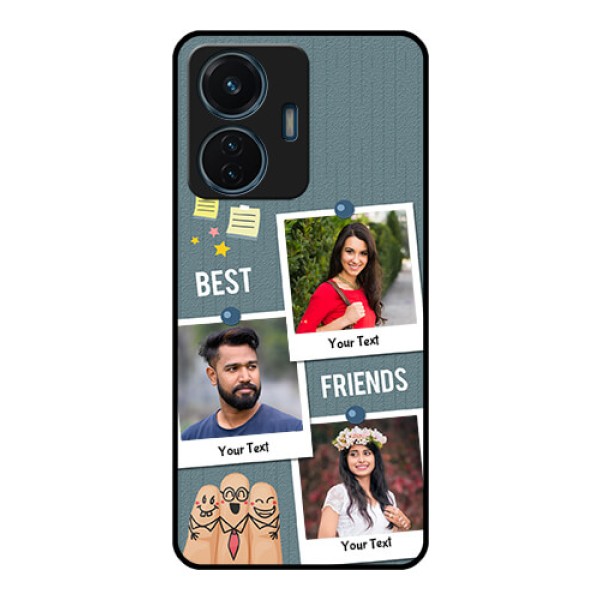 Vivo T1 44w 4G Personalized Glass Phone Case - Sticky Frames and Friendship Design Vivo T1 44w 4G Personalized Glass Phone Case - Sticky Frames and Friendship Design