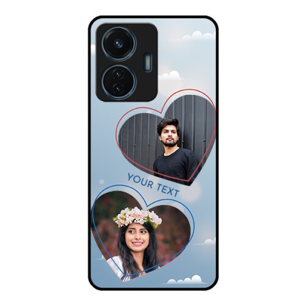 Vivo T1 44w 4G Custom Glass Mobile Case - Blue Color Couple Design Vivo T1 44w 4G Custom Glass Mobile Case - Blue Color Couple Design