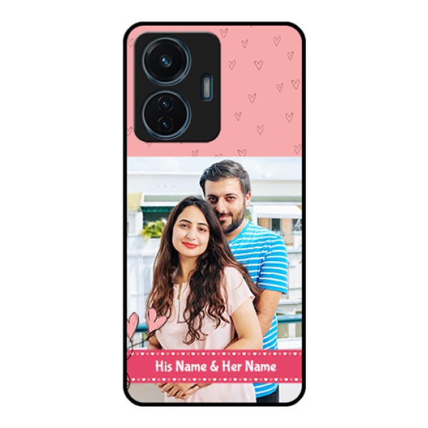 Vivo T1 44w 4G Personalized Glass Phone Case - Love Design Peach Color Vivo T1 44w 4G Personalized Glass Phone Case - Love Design Peach Color