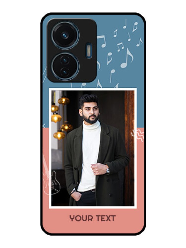 Custom Vivo T1 44w 4G Photo Printing on Glass Case - with Color Musical Note Design