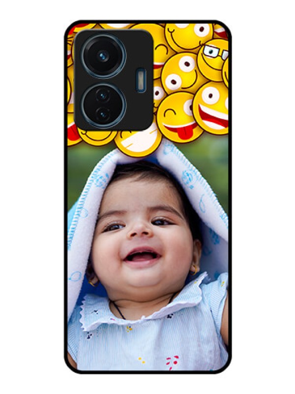 Custom Vivo T1 44w 4G Custom Glass Mobile Case - with Smiley Emoji Design