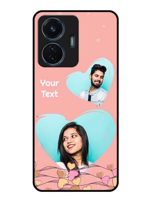 Custom Vivo T1 44w 4G Custom Glass Mobile Case - Love Doodle Design