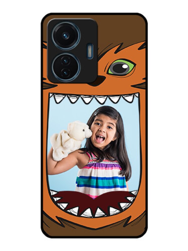 Custom Vivo T1 44w 4G Photo Printing on Glass Case - Owl Monster Back Case Design