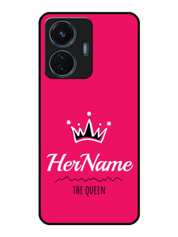 Custom Vivo T1 44w 4G Glass Phone Case Queen with Name