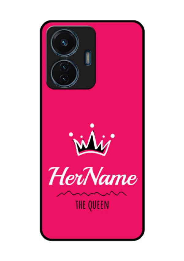 Vivo T1 44w 4G Glass Phone Case Queen with Name
