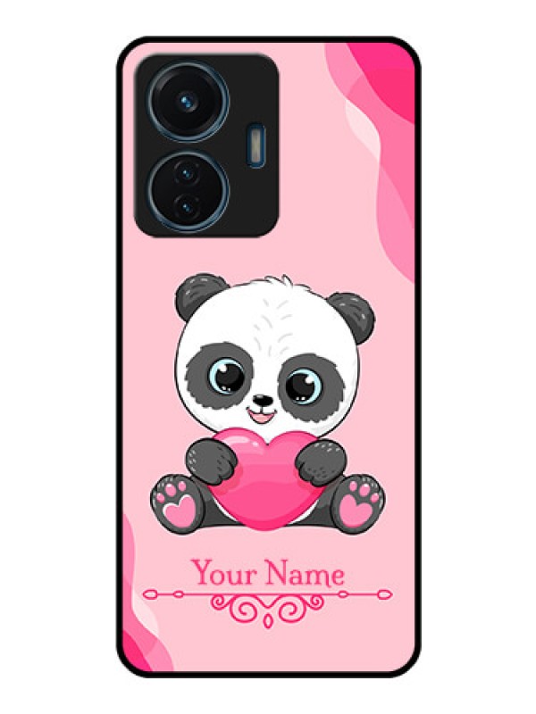 Custom Vivo T1 44W 4G Custom Glass Mobile Case - Cute Panda Design