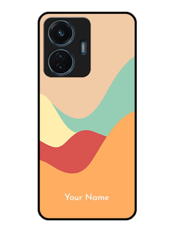 Custom Vivo T1 44W 4G Personalized Glass Phone Case - Ocean Waves Multi-colour Design