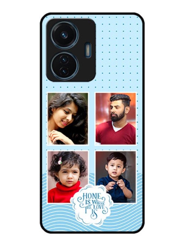 Custom Vivo T1 44W 4G Custom Glass Phone Case - Cute love quote with 4 pic upload Design