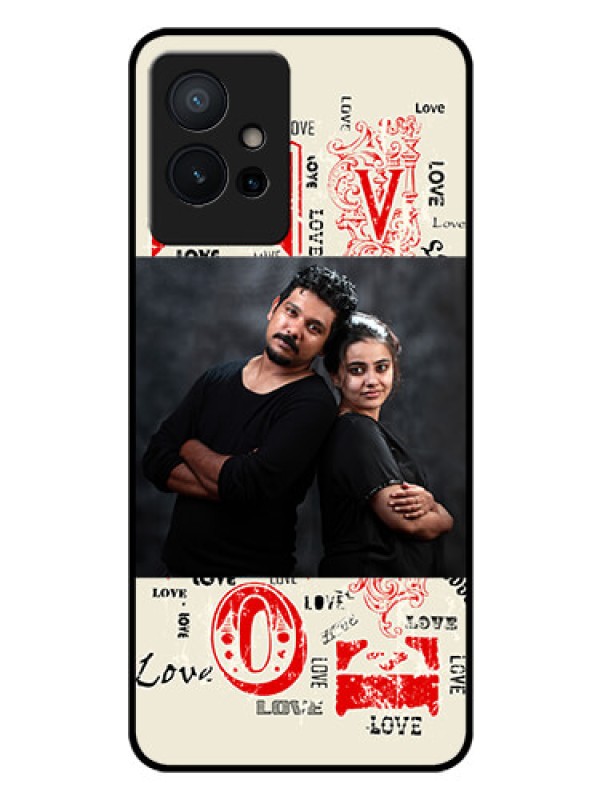 Custom Vivo T1 5G Photo Printing on Glass Case - Trendy Love Design Case