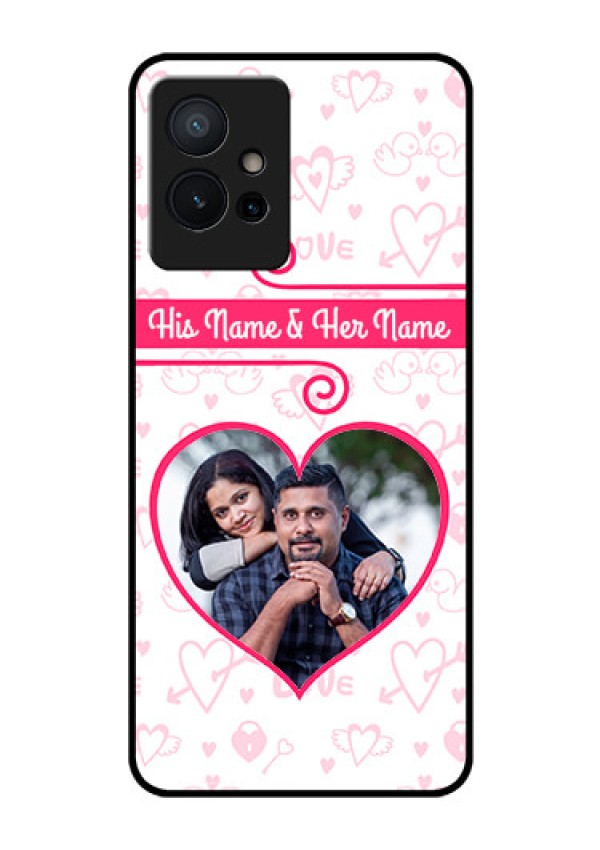 Vivo T1 5G Personalized Glass Phone Case - Heart Shape Love Design