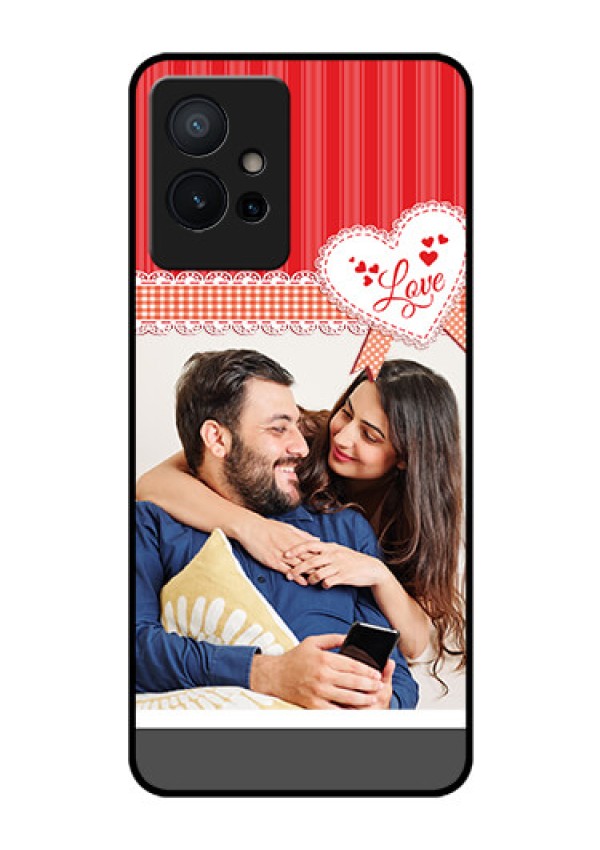 Vivo T1 5G Custom Glass Mobile Case - Red Love Pattern Design