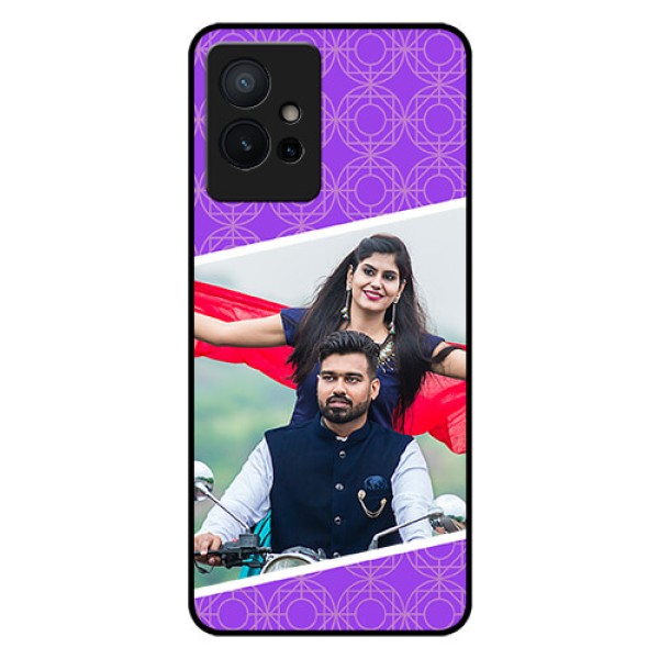 Vivo T1 5G Custom Glass Phone Case - Violet Pattern Design Vivo T1 5G Custom Glass Phone Case - Violet Pattern Design