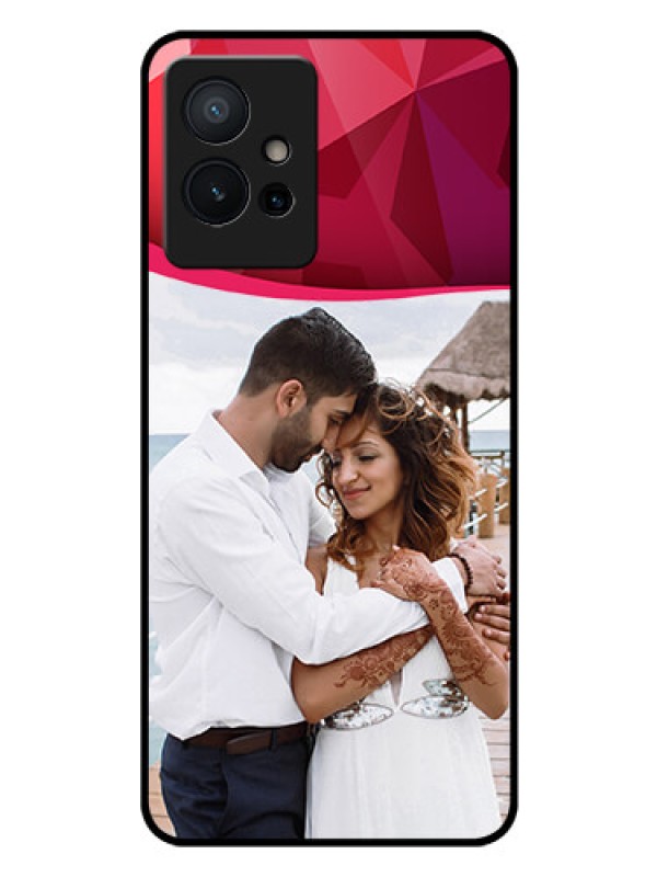 Custom Vivo T1 5G Custom Glass Mobile Case - Red Abstract Design