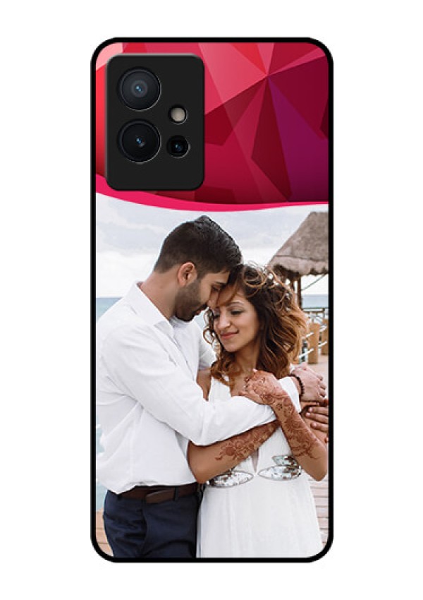 Vivo T1 5G Custom Glass Mobile Case - Red Abstract Design