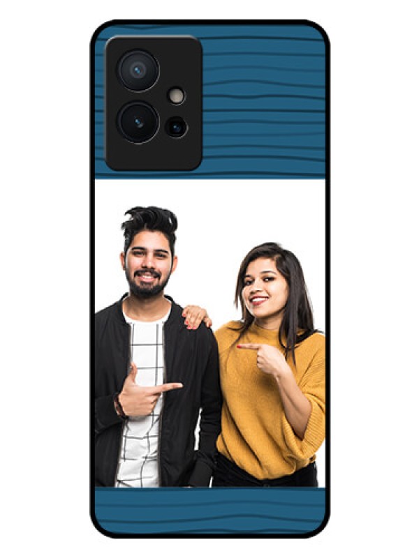 Custom Vivo T1 5G Custom Glass Phone Case - Blue Pattern Cover Design
