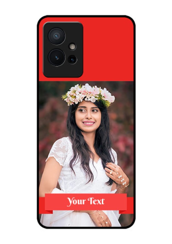 Vivo T1 5G Custom Glass Phone Case - Simple Red Color Design
