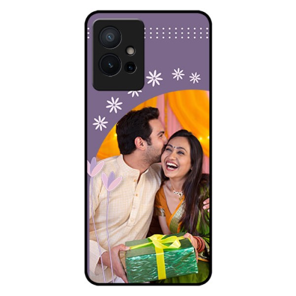 Vivo T1 5G Custom Glass Mobile Case - Lavender flowers design Vivo T1 5G Custom Glass Mobile Case - Lavender flowers design