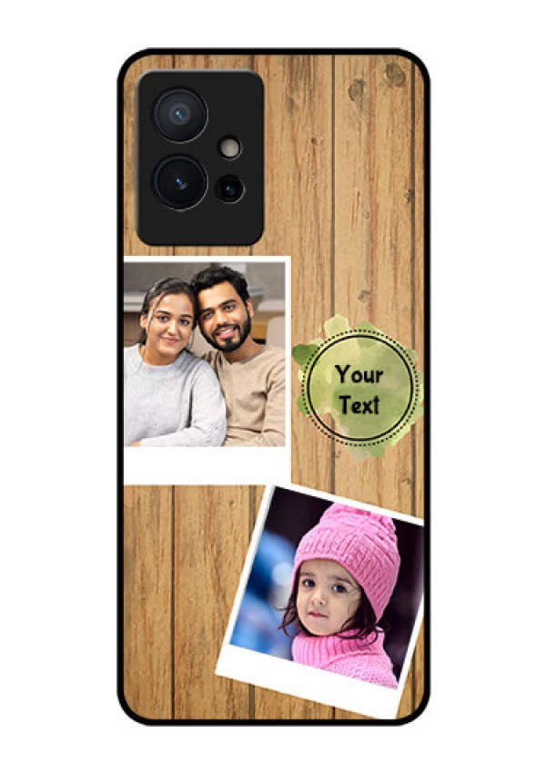 Vivo T1 5G Custom Glass Phone Case - Wooden Texture Design