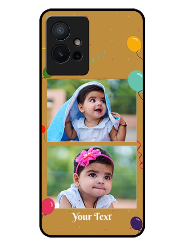 Custom Vivo T1 5G Personalized Glass Phone Case - Image Holder with Birthday Celebrations Design