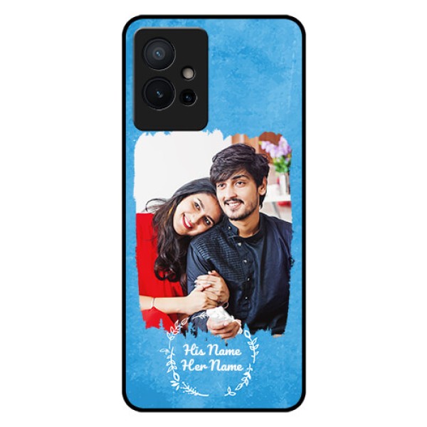 Vivo T1 5G Custom Glass Phone Case - Blue Color Vintage Design Vivo T1 5G Custom Glass Phone Case - Blue Color Vintage Design