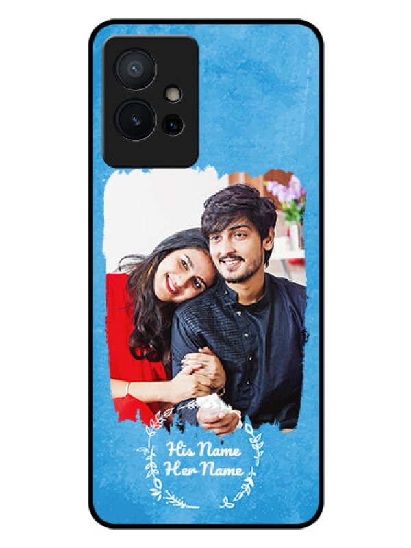 Custom Vivo T1 5G Custom Glass Phone Case - Blue Color Vintage Design