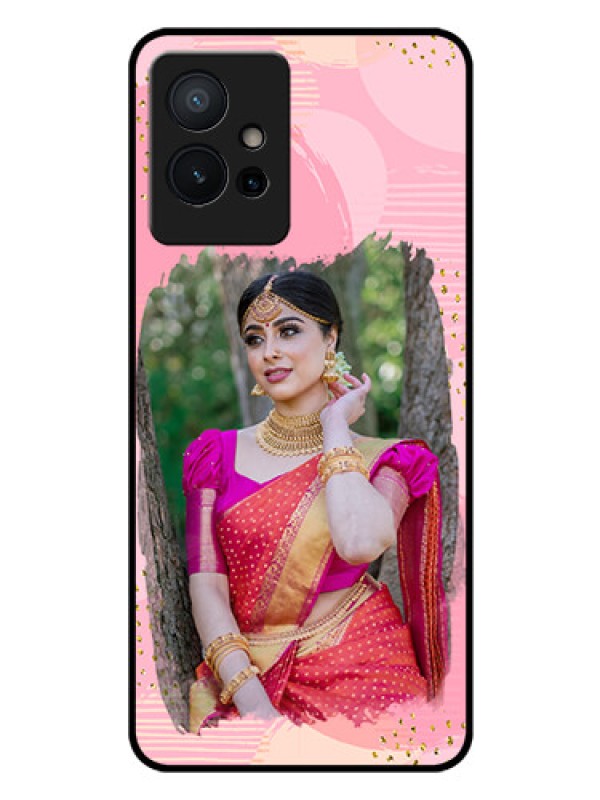 Custom Vivo T1 5G Personalized Glass Phone Case - Gold Glitter Splash Design