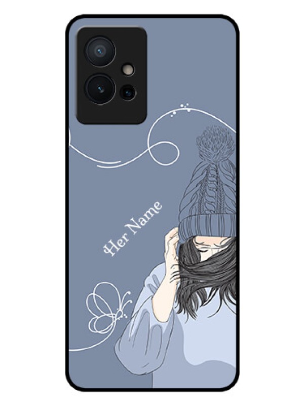 Custom Vivo T1 5G Custom Glass Mobile Case - Girl in winter outfit Design