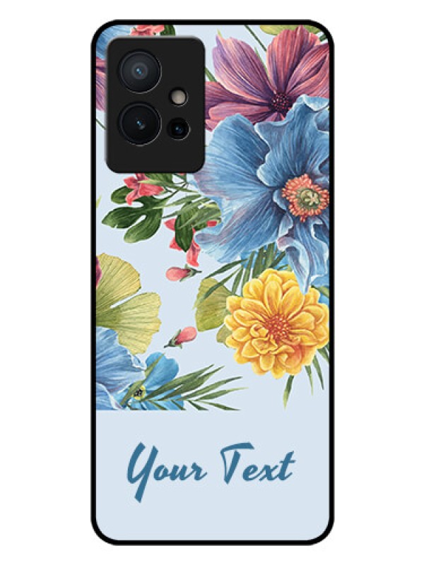 Custom Vivo T1 5G Custom Glass Mobile Case - Stunning Watercolored Flowers Painting Design