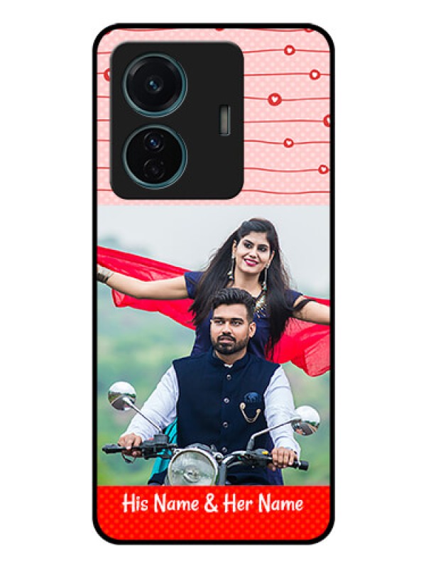 Custom Vivo T1 Pro 5G Personalized Glass Phone Case - Red Pattern Case Design