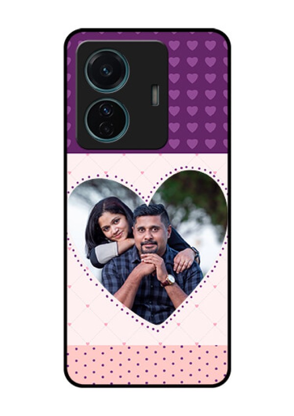 Vivo T1 Pro 5G Custom Glass Phone Case - Violet Love Dots Design
