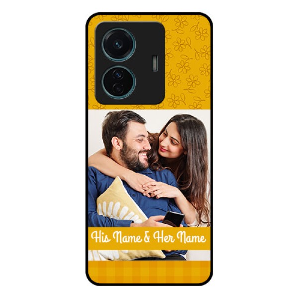 Vivo T1 Pro 5G Custom Glass Mobile Case - Yellow Floral Design Vivo T1 Pro 5G Custom Glass Mobile Case - Yellow Floral Design
