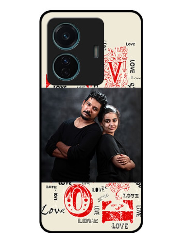 Custom Vivo T1 Pro 5G Photo Printing on Glass Case - Trendy Love Design Case