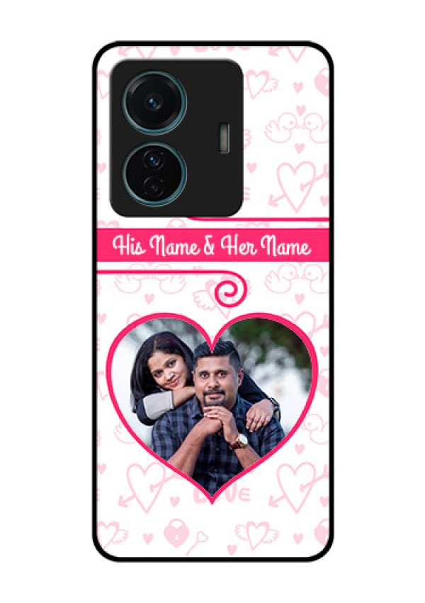 Vivo T1 Pro 5G Personalized Glass Phone Case - Heart Shape Love Design