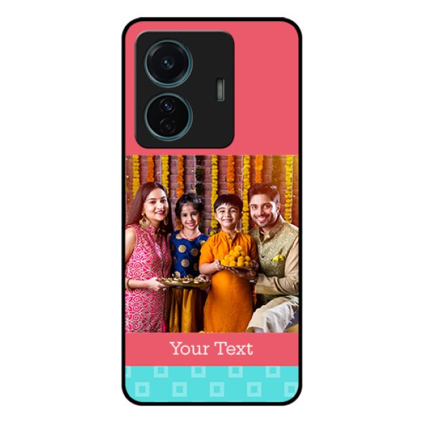 Vivo T1 Pro 5G Personalized Glass Phone Case - Peach & Blue Color Design Vivo T1 Pro 5G Personalized Glass Phone Case - Peach & Blue Color Design