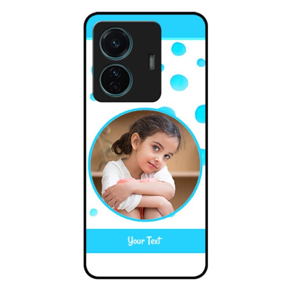 Vivo T1 Pro 5G Photo Printing on Glass Case - Blue Bubbles Pattern Design Vivo T1 Pro 5G Photo Printing on Glass Case - Blue Bubbles Pattern Design